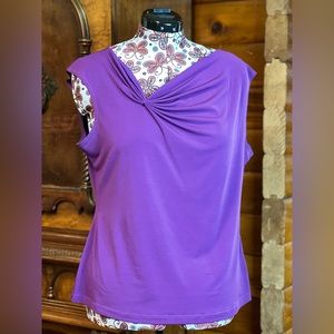Lori Michaels Collection Purple Ruched Twist Neck Top XL